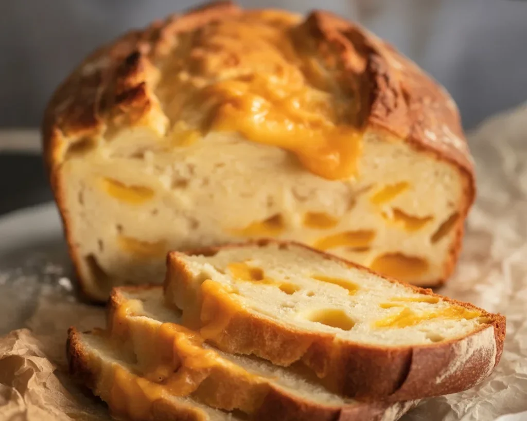 Homemade Cheesy Gluten-Free Artisan Bread fresh out of the oven.