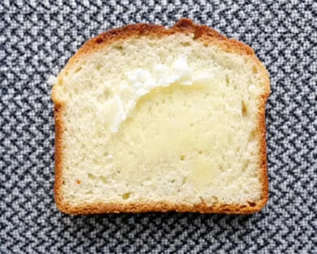 Slice of homemade vanilla sweet gluten-free bread on a wooden cutting board