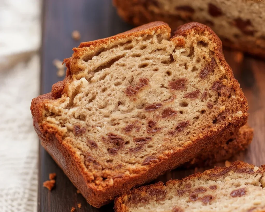 Moist gluten-free banana bread made with gluten-free banana bread flour.