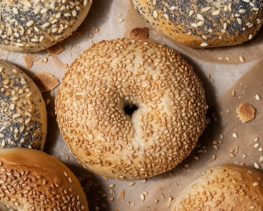 Delicious homemade gluten-free sourdough bagels fresh from the oven