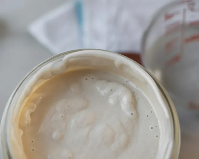 Steps to make a gluten-free sourdough starter using brown rice or buckwheat flour.