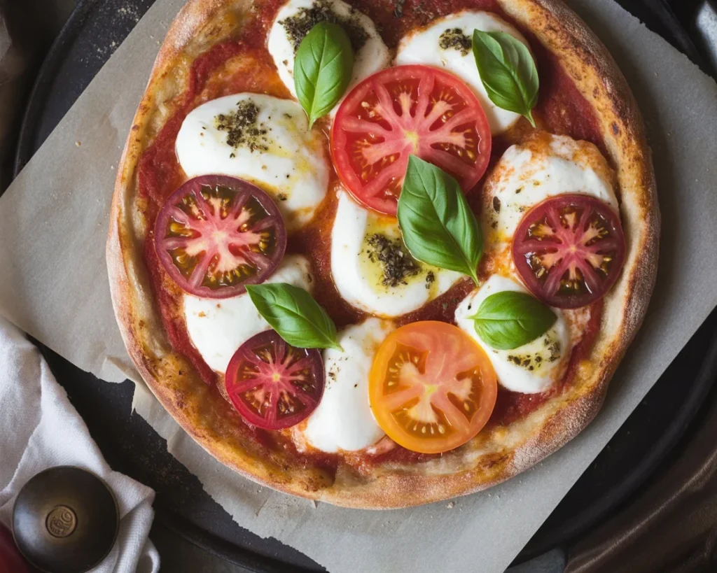 Gluten-Free Sourdough Pizza Dough prepared with fresh ingredients in a mixing bowl.