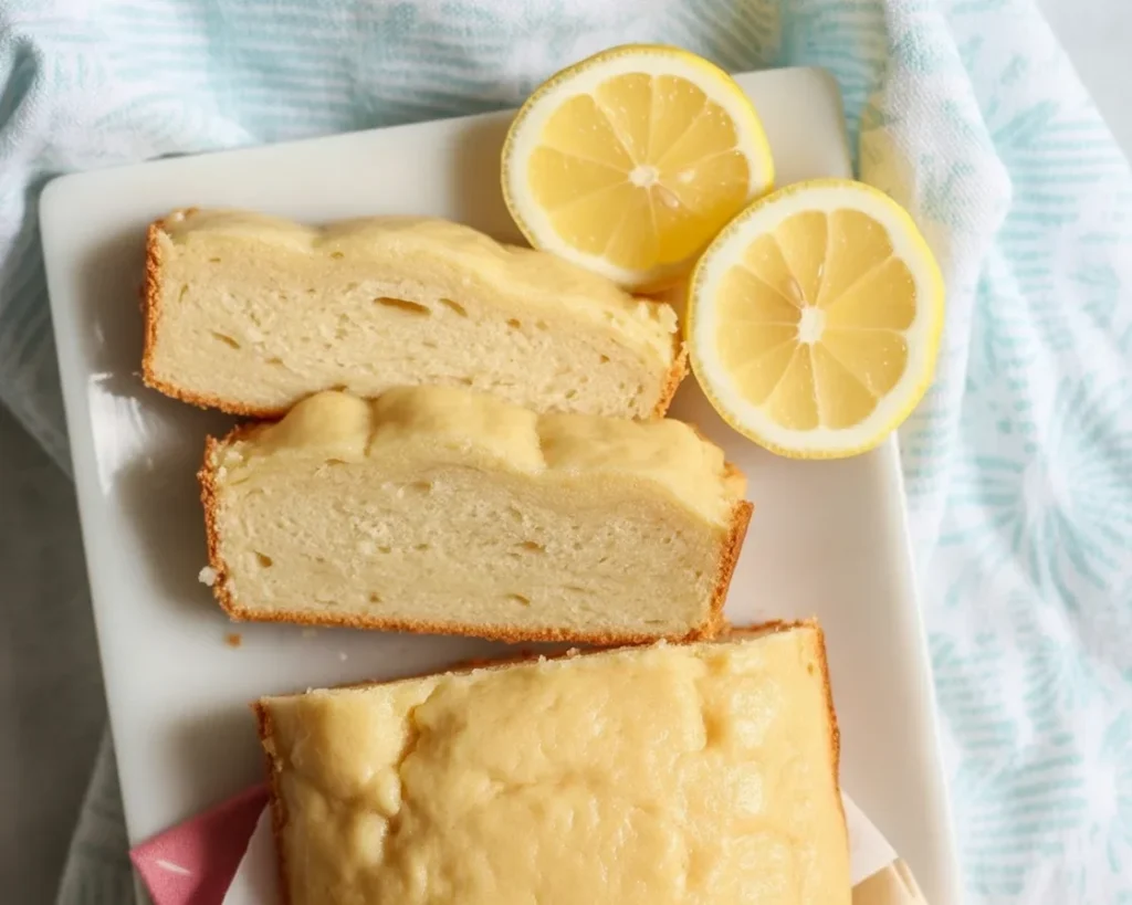 Delicious gluten-free lemon sweet bread served on a wooden table.