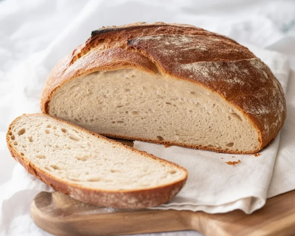 A baker shaping gluten-free artisan bread dough for baking.
