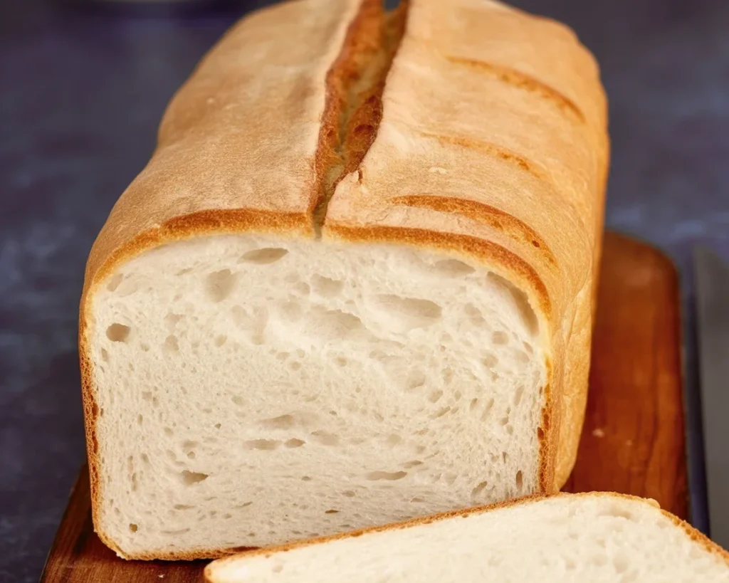 Freshly baked Gluten-Free Sourdough Sandwich Bread with a soft and fluffy texture.