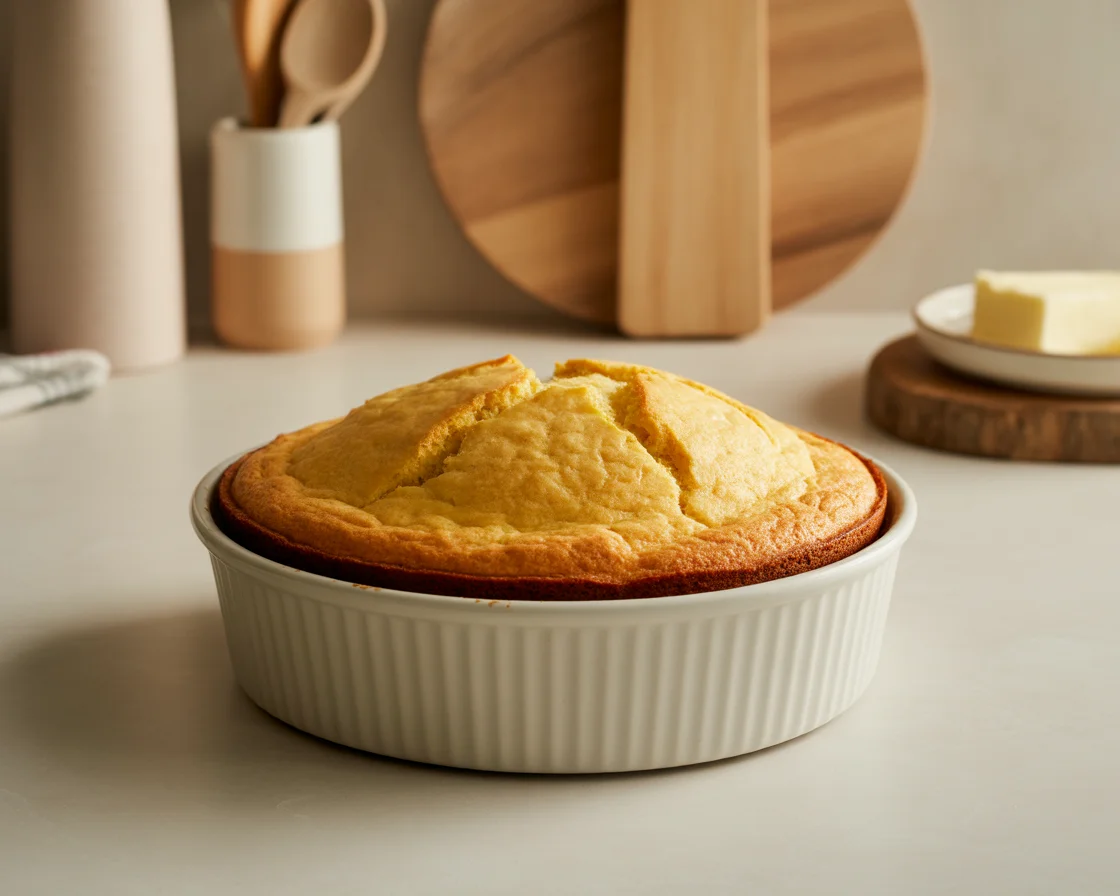 a photo showing a beautiful gluten-free dairy-free cornbread in a white oven
