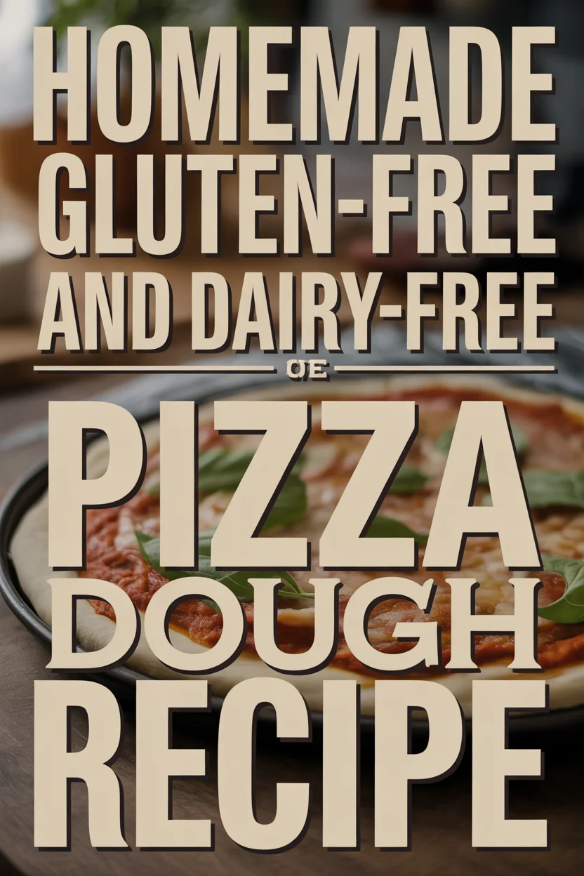 a Pinterest style image showing a Homemade Gluten-Free and Dairy-Free Pizza Dough Recipe big title