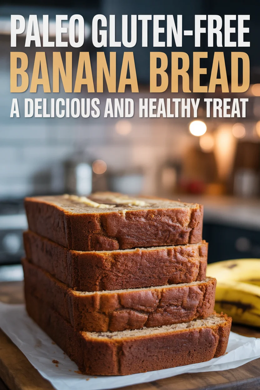 A Pinterest style image of Paleo Gluten-Free Banana Bread