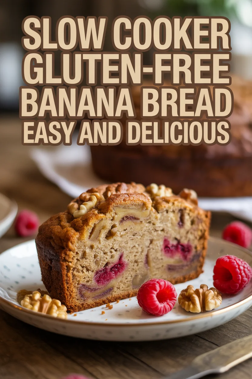 A Pinterest style image for Slow Cooker Gluten-Free Banana Bread