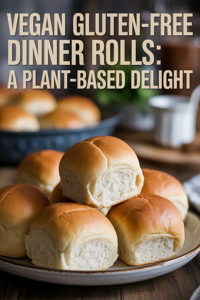 A Pinterest style image of Vegan Gluten-Free Dinner Rolls recipe