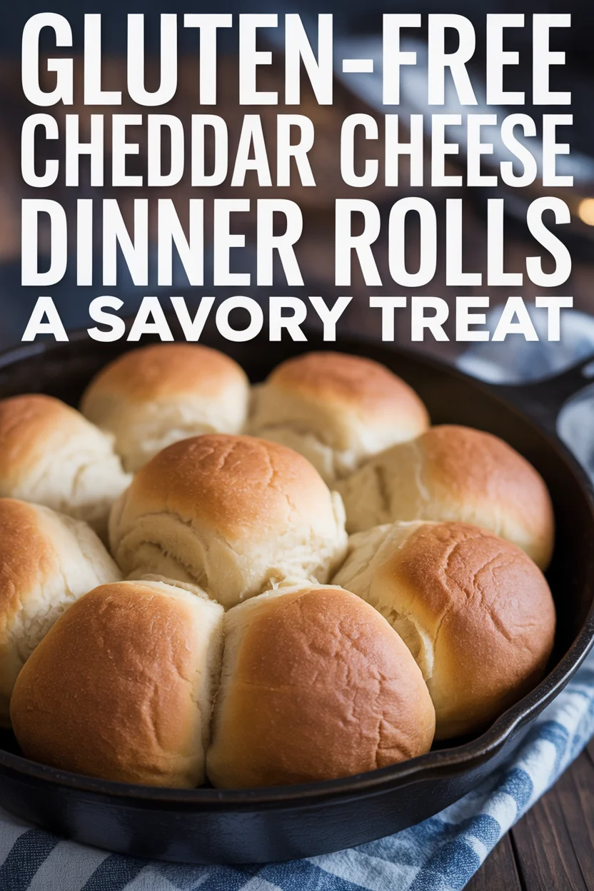 A pinterest style image of Gluten-Free Cheddar Cheese Dinner Rolls