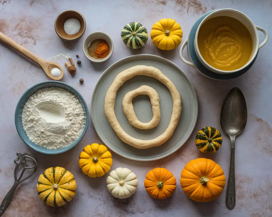 A head shot of the ingredients for No-Knead Ghost Fougasse Recipe on a white marble surface