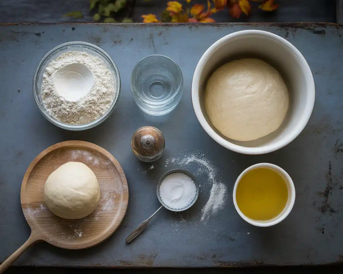 A head-shot of the Ingredients that needed to make spooky scored sourdough