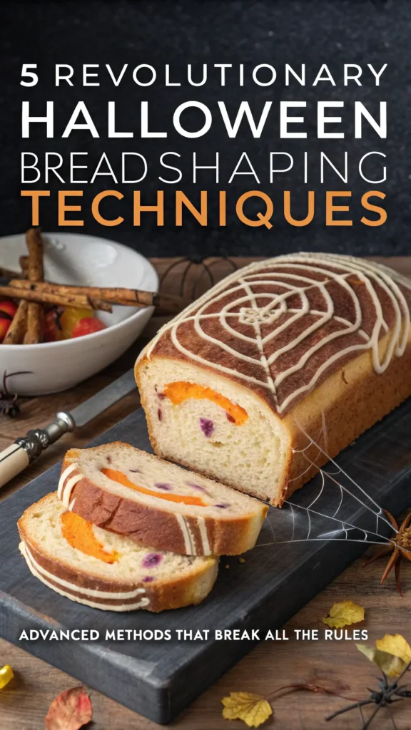 Pinterest image showing advanced Halloween gluten-free bread sculptures with revolutionary shaping techniques and professional tools display