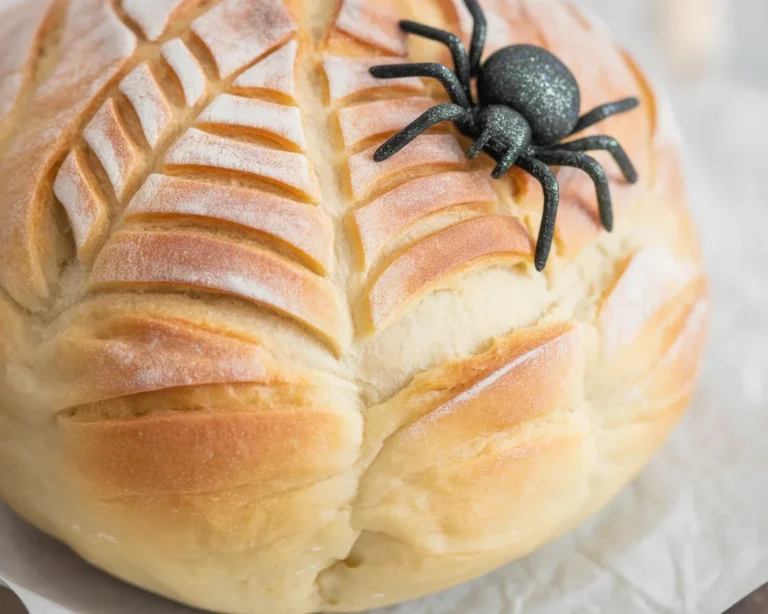 Creative spooky scored sourdough bread with Halloween-themed designs