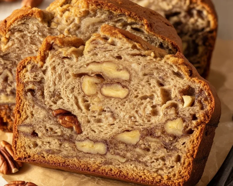 Delicious egg-free gluten-free banana bread loaf with ripe bananas and nuts