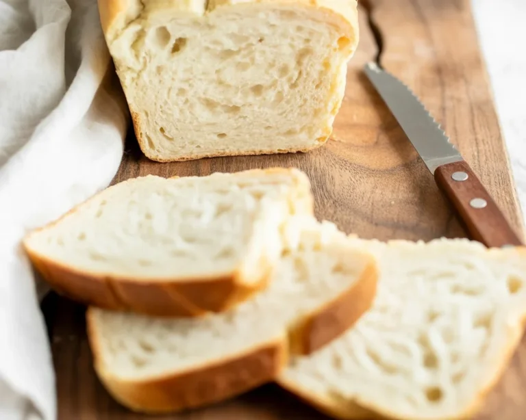 Soft Gluten-Free Dairy-Free Sandwich Bread on a wooden cutting board.