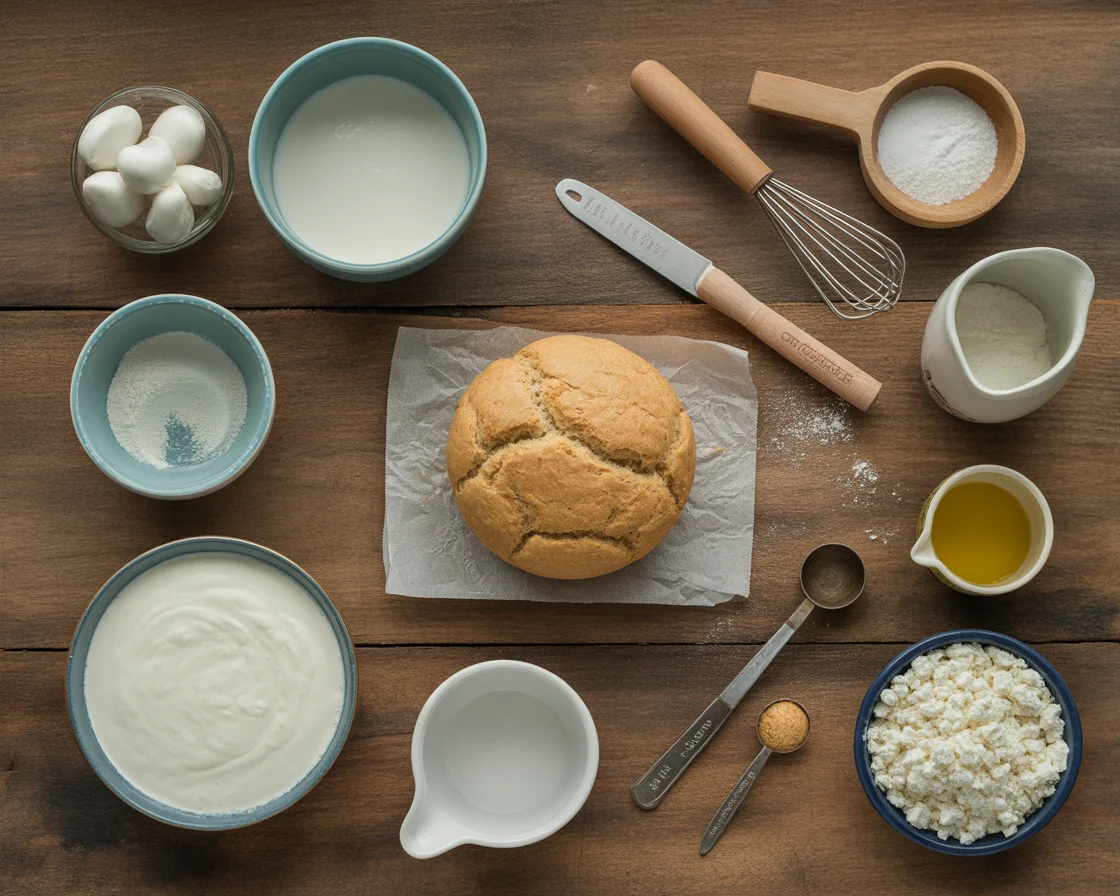 A head shot of the ingredients for Cottage Cheese Protein Bread recipe