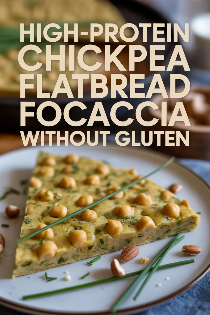 A Pinterest style image for Chickpea Flour Flatbread Focaccia