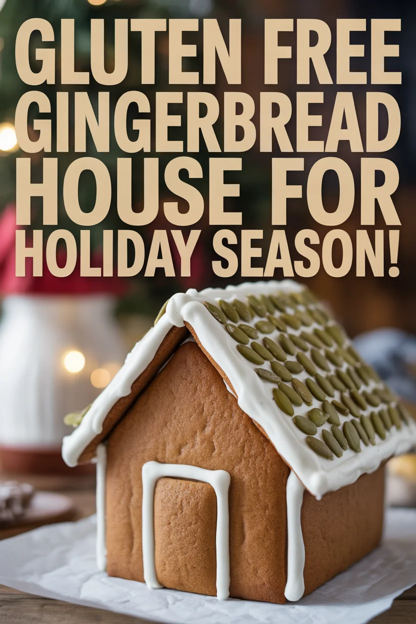 A Pinterest style image for Gluten Free Gingerbread House For Holiday Season