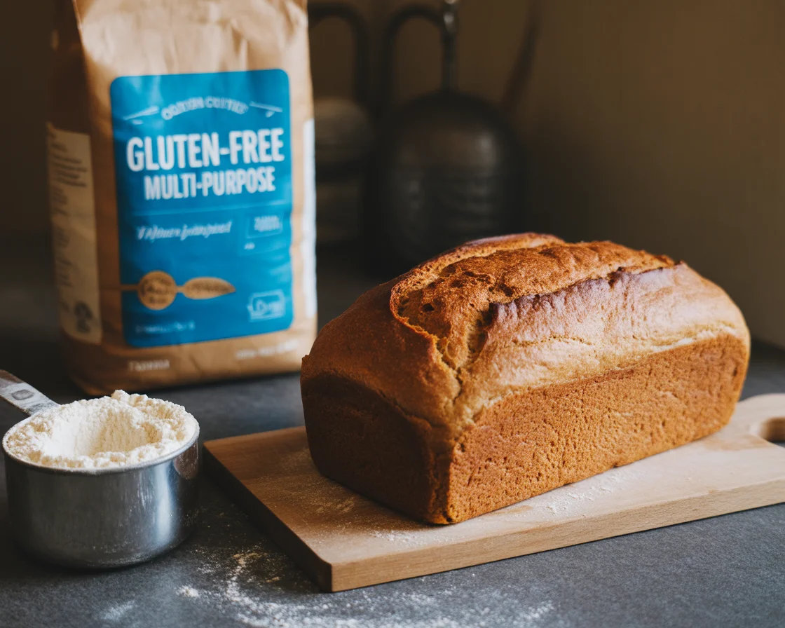 Fresh gluten free bread loaf baked with Himalayan pink salt trick for better flavor and rise
