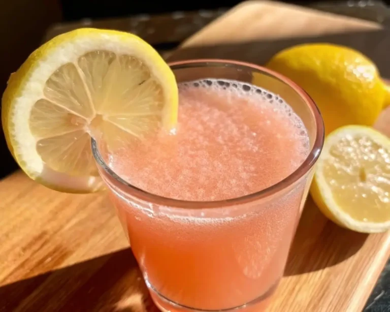 Refreshing Himalayan pink salt weight loss drink with lemon garnish on wooden tray, featuring the popular salt trick recipe for metabolism support.