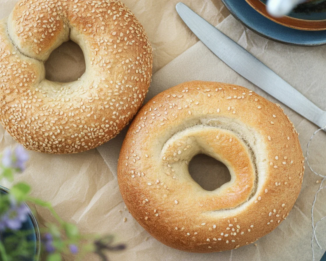Artisan gluten free sesame bagels topped with sesame seeds, ideal for a tasty breakfast.