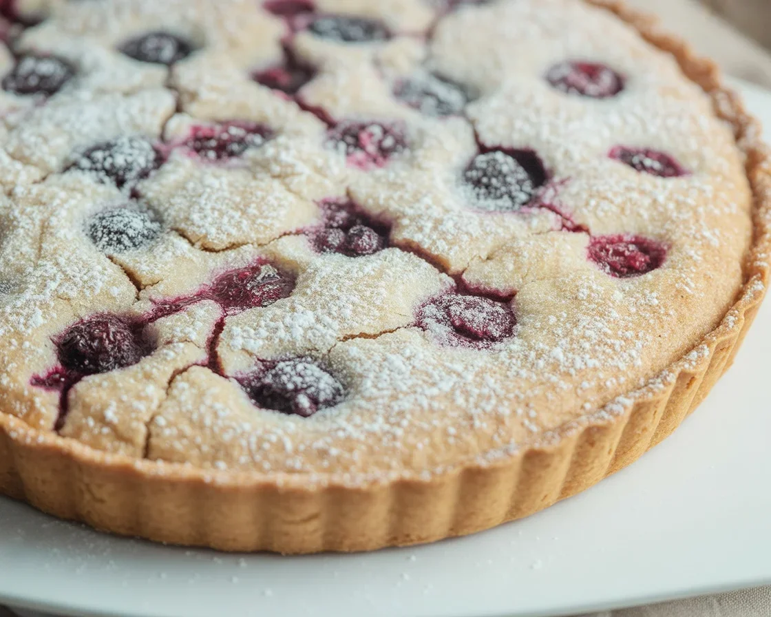 Cranberry Frangipane Tart with a buttery shortbread crust and juicy cranberries