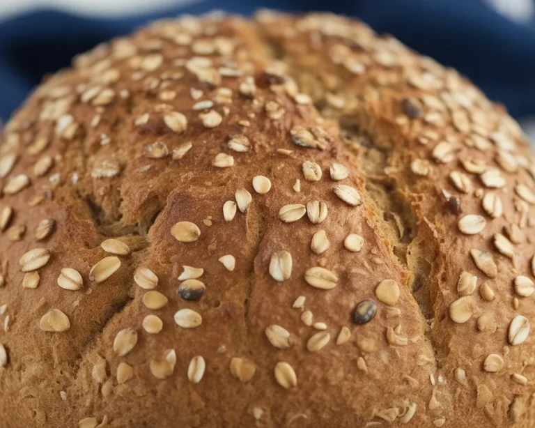 Loaf of gluten free multigrain bread with seeds, showcasing its soft texture and crispy crust.