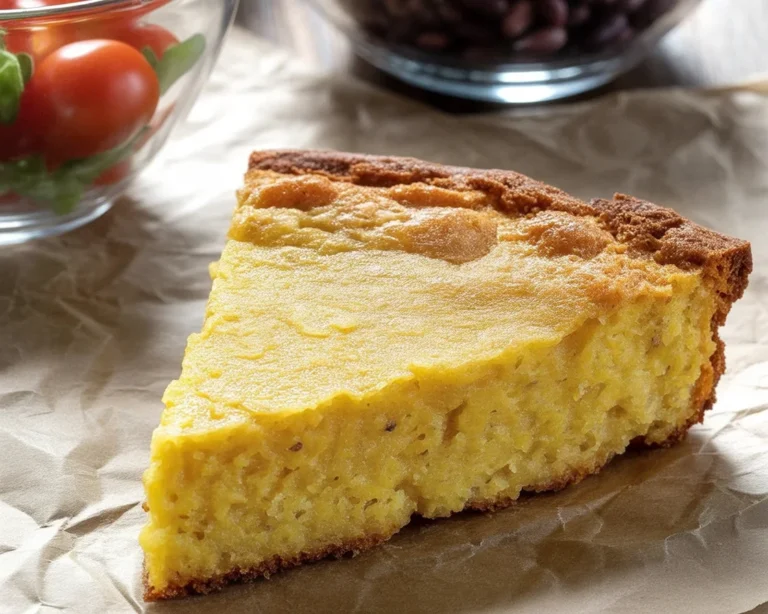 Fluffy gluten free cornbread ready to serve with a side of soup.