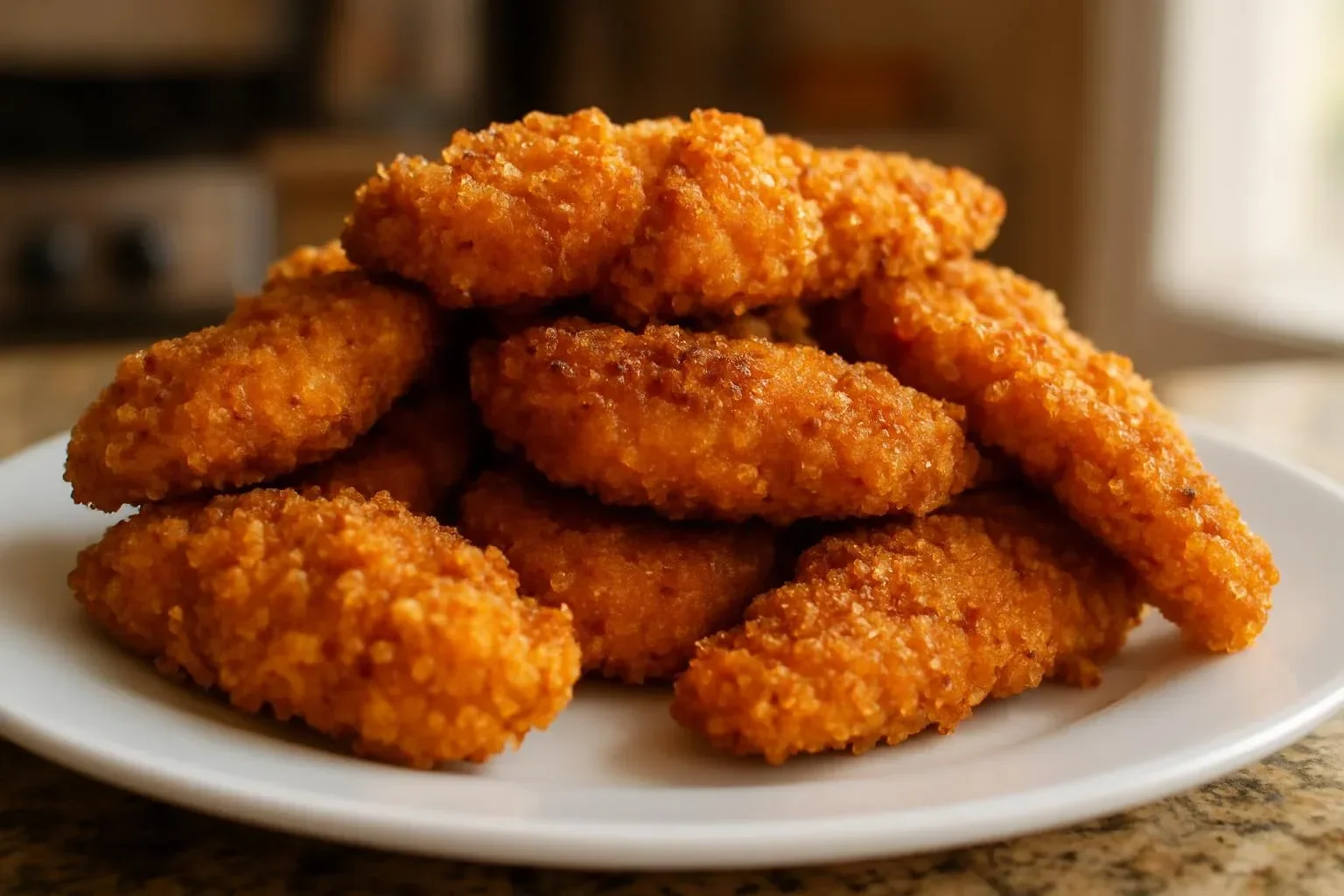 Delicious gluten-free chicken tenders coated in almond flour crunch