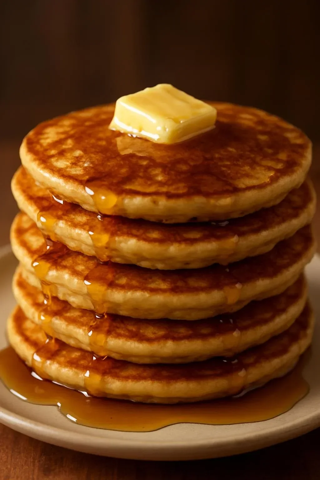 Delicious gluten free low FODMAP pancakes stacked on a plate