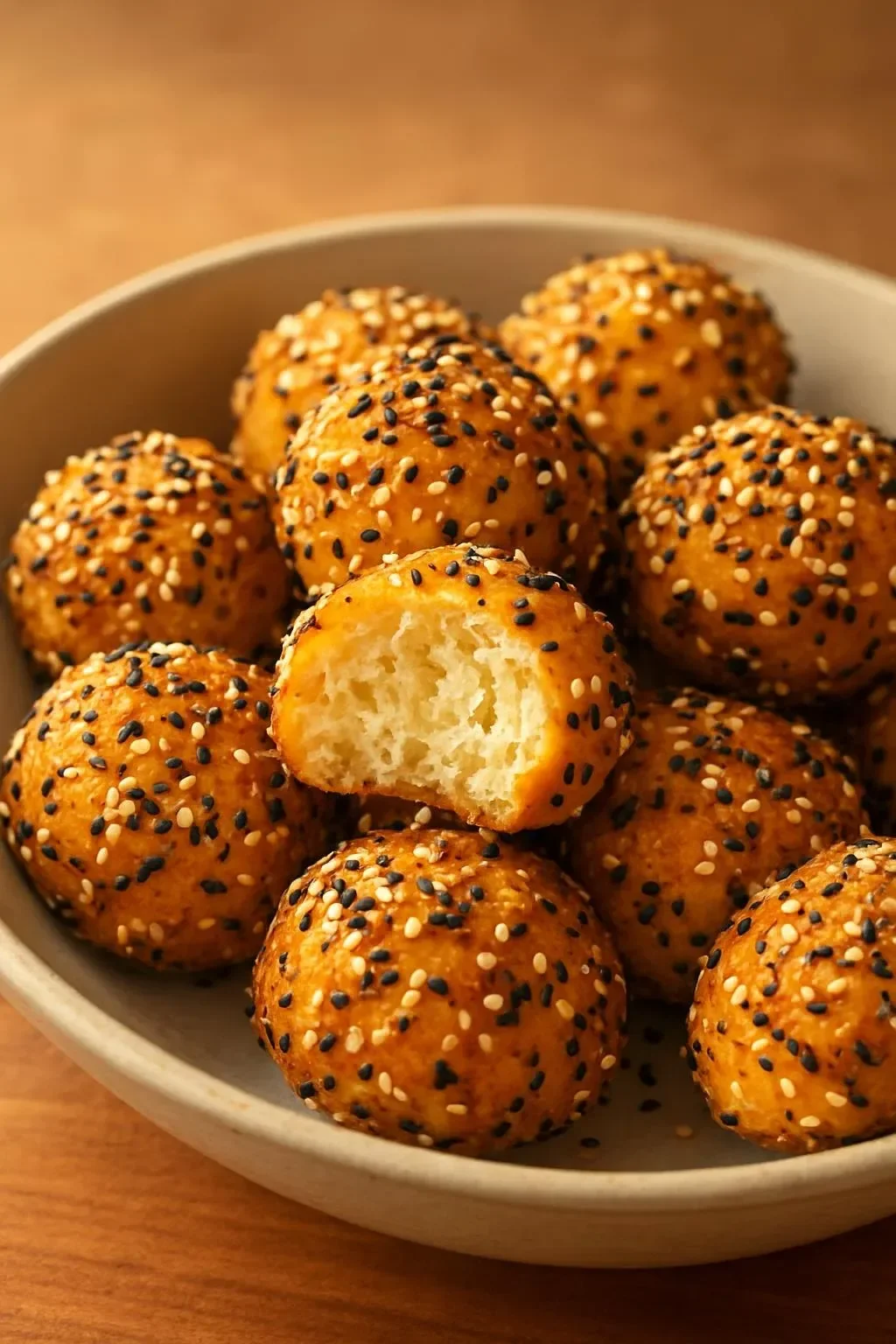 Easy air fryer mini bagels freshly made and ready to enjoy.