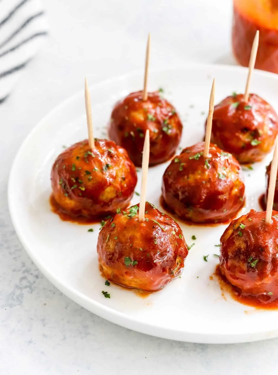 Easy gluten-free crockpot BBQ meatballs ready to serve