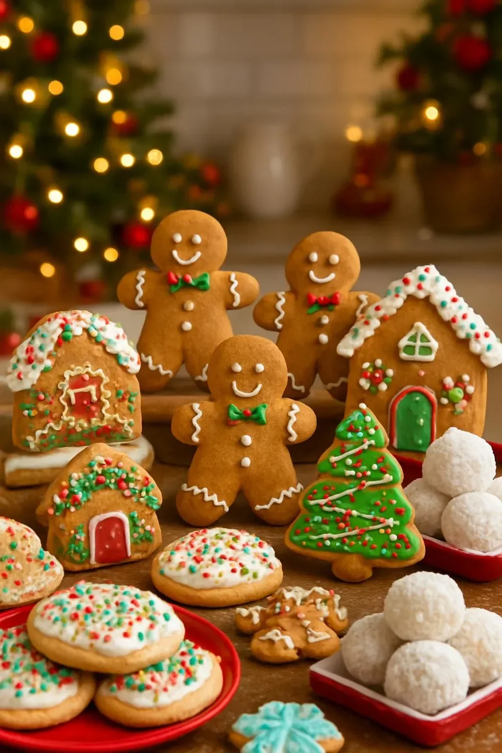 Delicious easy gluten-free Christmas cookies on a festive holiday platter.