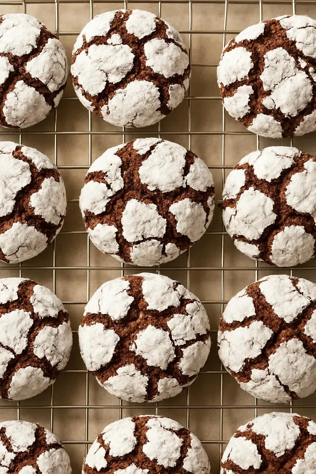 Gluten free dairy free chocolate crinkle cookies on a baking sheet.