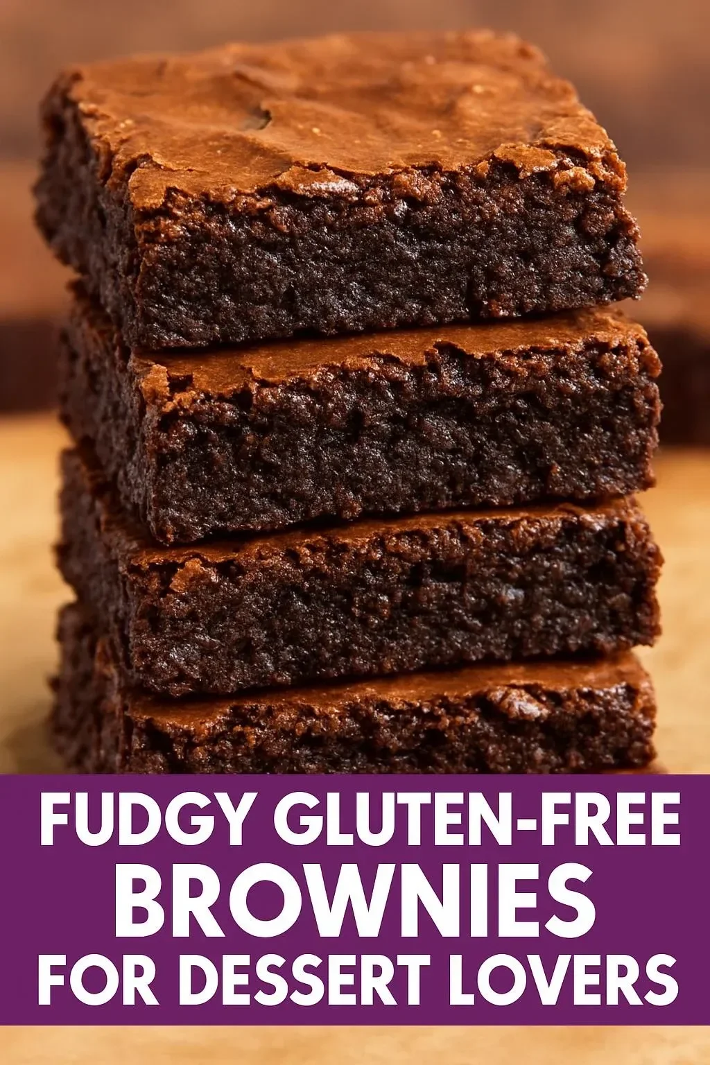 Gluten free fudgy brownies served on a plate with chocolate drizzle