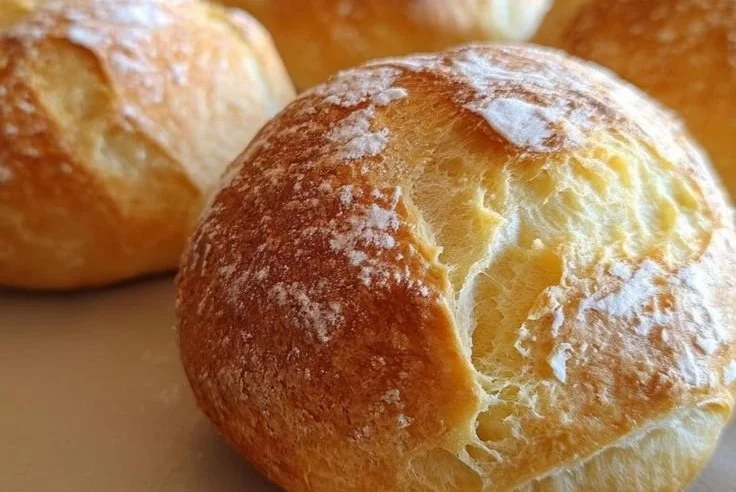 Freshly baked gluten-free rolls on a wooden table