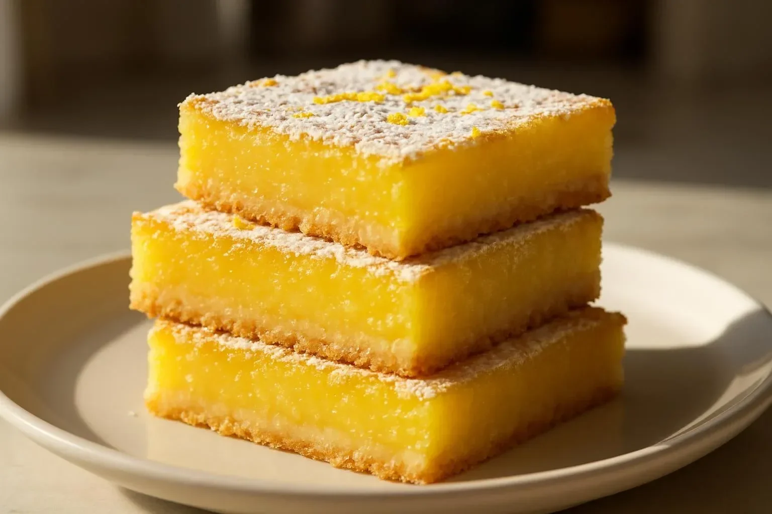Delicious gluten-free lemon bars on a plate garnished with lemon slices